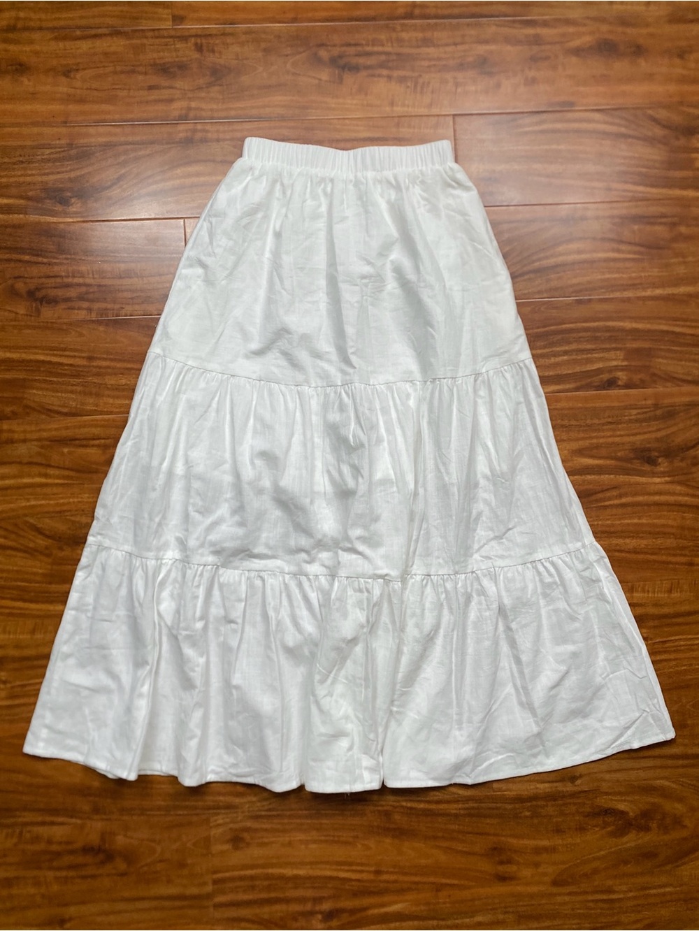 NWT New Anrabess Women's White Rayon Tiered Skirt Size Small Coastal Cottagecore